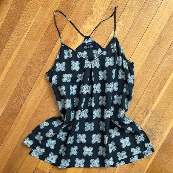 Madewell 100% Silk Size 4 Black & White Spaghetti Strap Cami Layering Tank Top - Picture 3 of 9